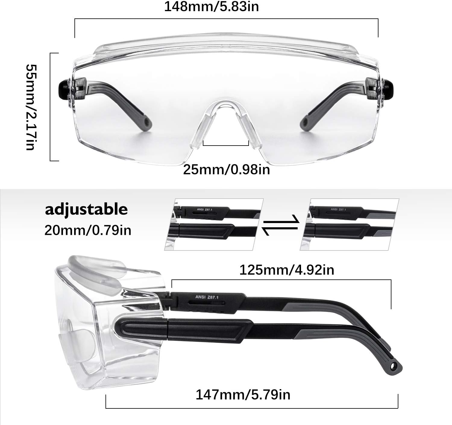 Gafas de seguridad antivaho con protectores laterales, elegantes gafas de seguridad para hombres y mujeres, gafas protectoras transparentes