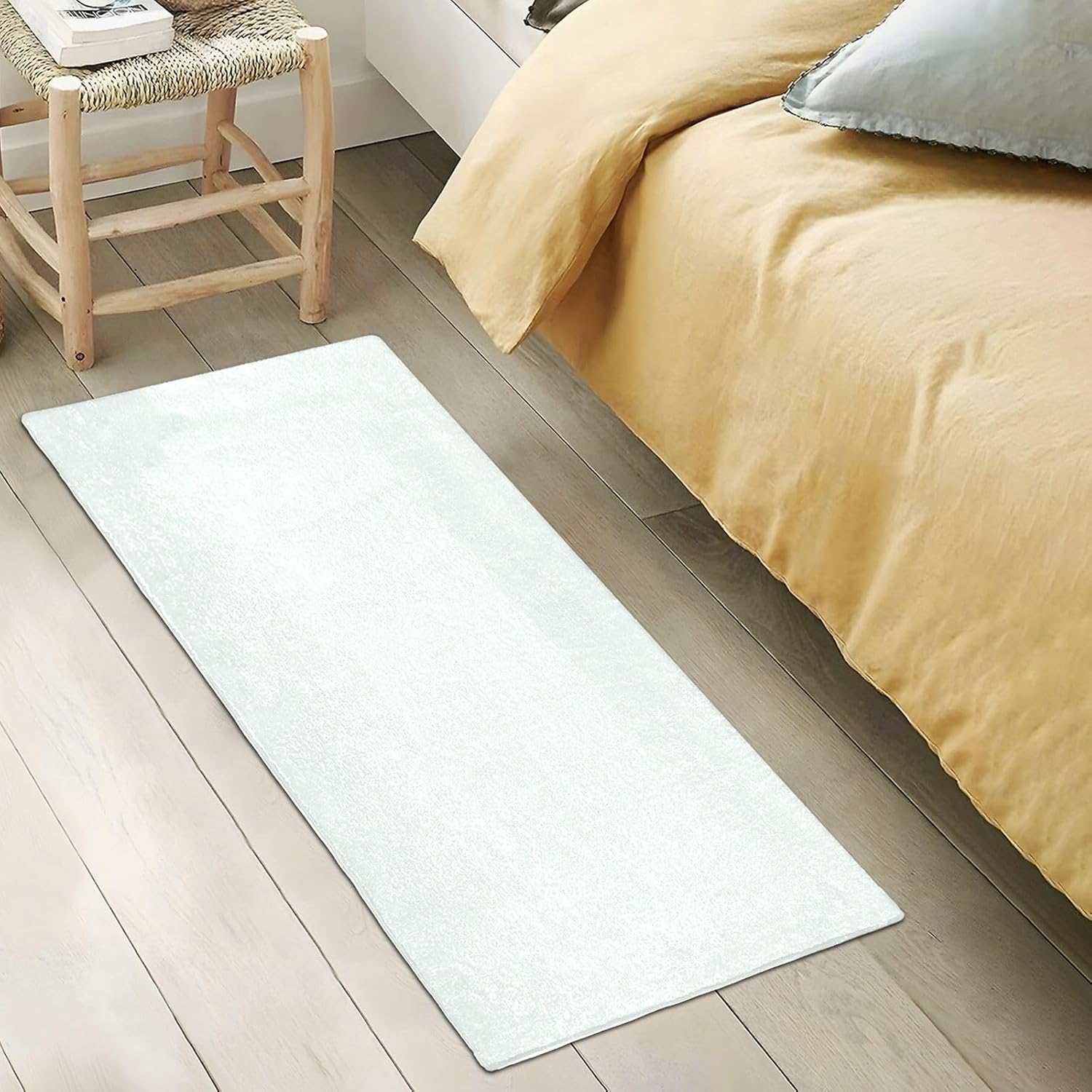 Tapetes de felpa color crema menta para baño, base de goma antideslizante, lavables, alfombra de baño absorbente, 39 x 20 pulgadas