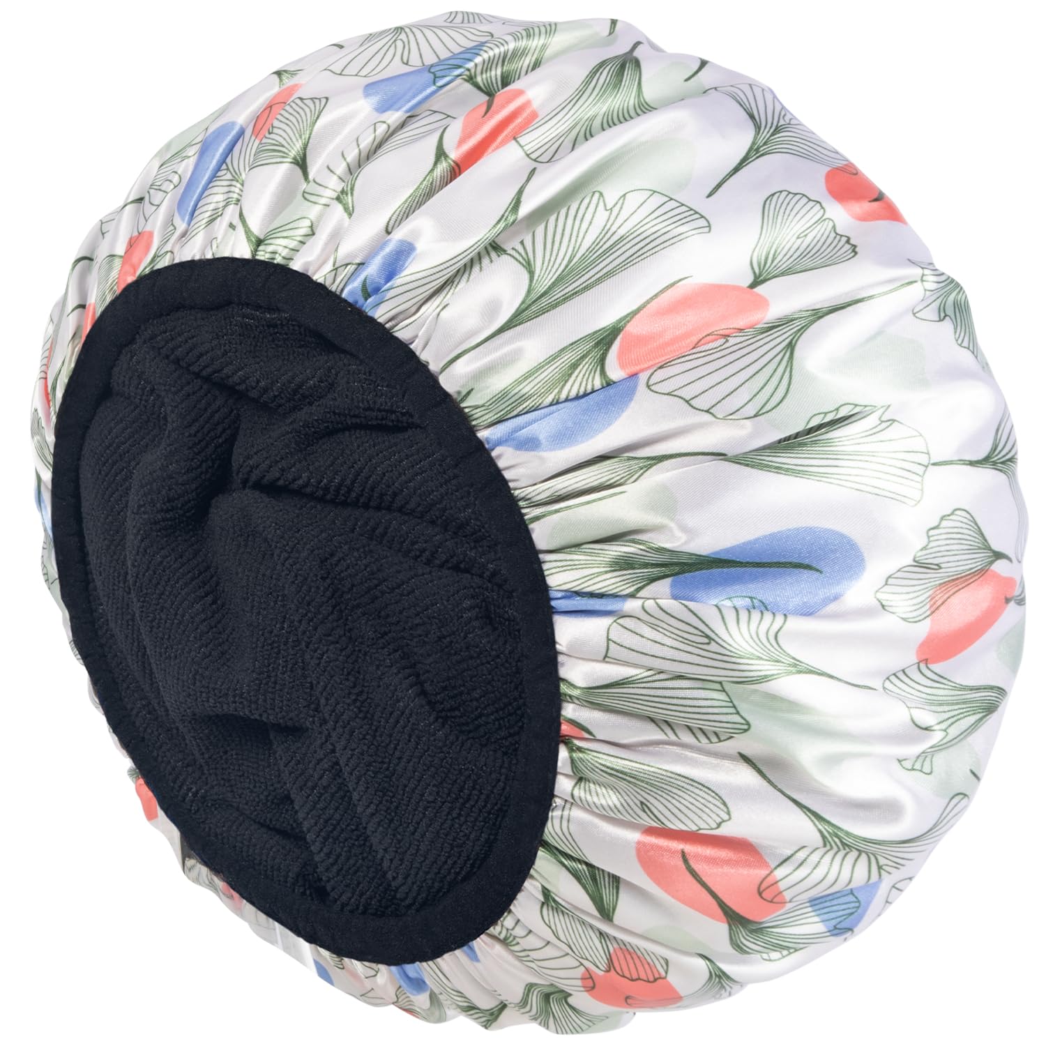 Aquior Gorro de ducha con forro de rizo para mujer, gorro de ducha reutilizable, triple capa impermeable, extra grande para mujeres de pelo largo