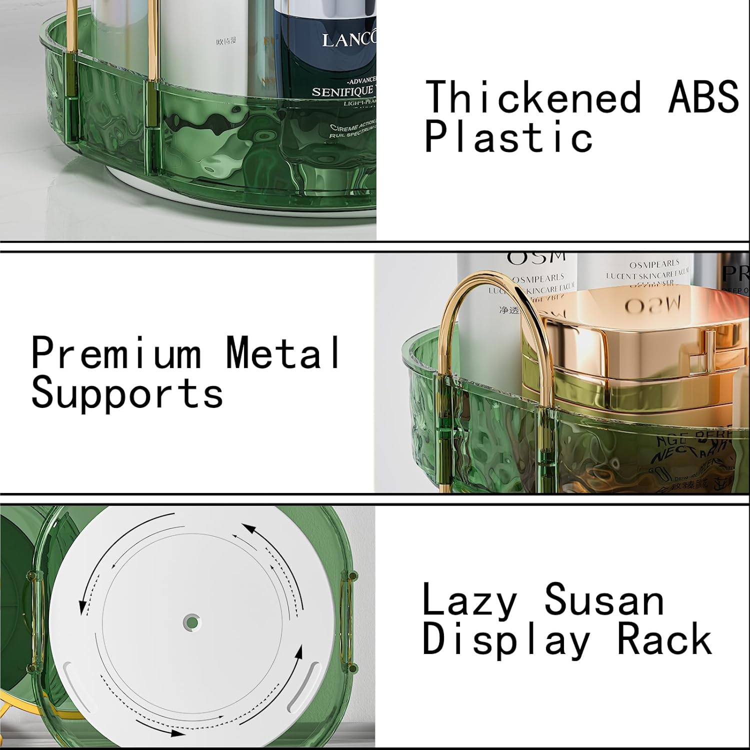 ZHIAI Organizador de maquillaje giratorio de 360, estante giratorio de maquillaje para baño, gran capacidad, almacenamiento de cosméticos, estante