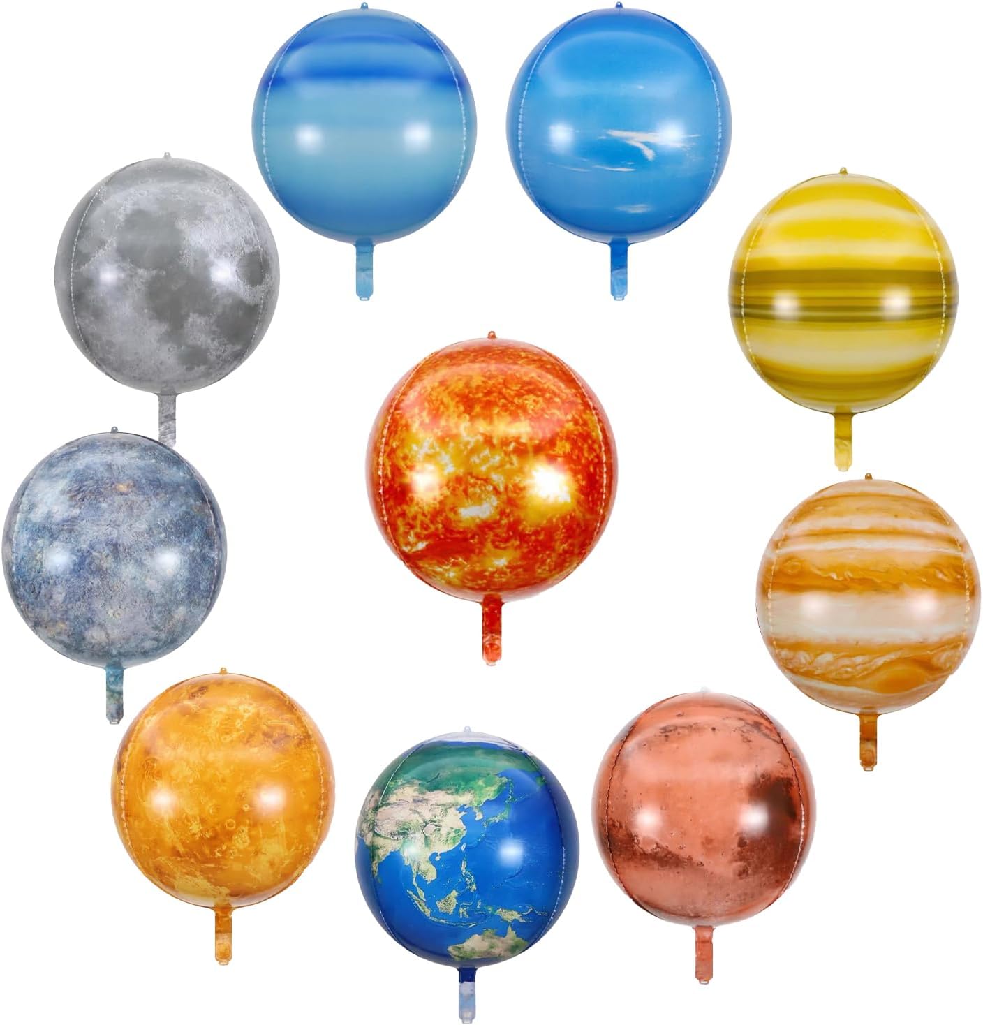 Gallasy 10pcs 22inch Solar System Balloon, 3D Helium Foil Planet Balloon, Moon Balloon, Earth Balloon, Sun Balloon, Mercury, Mars, Venus, Jupiter,