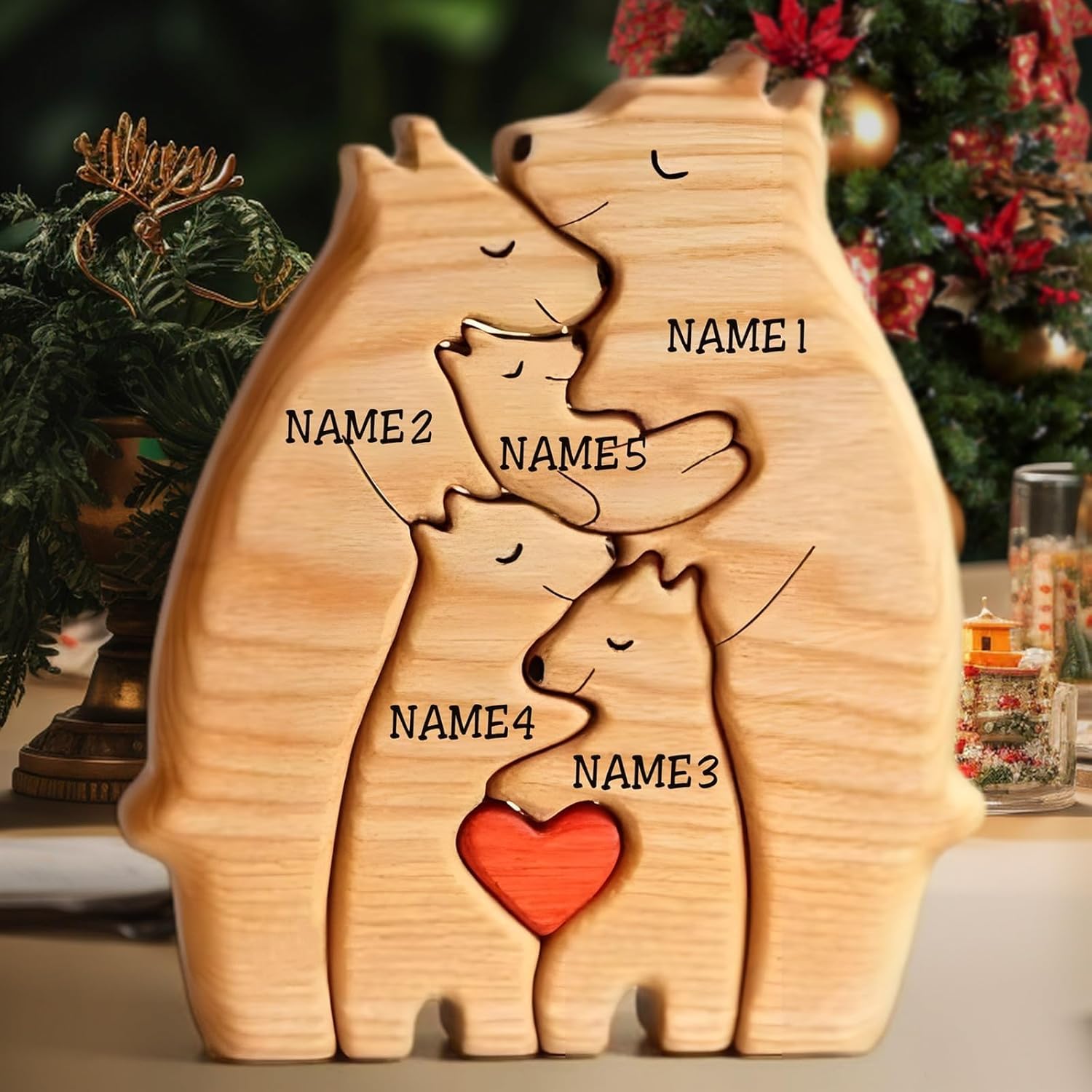 Rompecabezas de madera personalizado para la familia, regalos con nombre, rompecabezas de madera personalizable con 1-8 nombres, pieza decorativa