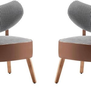 MELLCOM Juego de 2 sillas de comedor Mid-Century con marco de madera con cojín tapizado y decoración de piel sintética, sillas decorativas modernas MELLCOM Juego de 2 sillas de comedor Mid-Century con marco de madera con cojín tapizado y decoración de piel sintética, sillas decorativas modernas