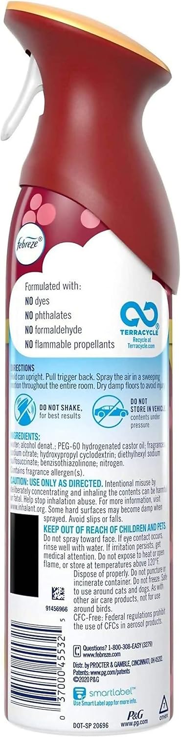 Febreze Ambientador en aerosol en edición limitada Holiday Collection 2020 Fresh-Twist Cranberry Fragrance (peso neto 8.8 onzas por botella).