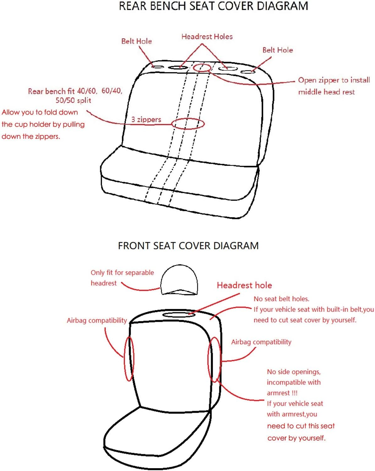 Flying Banner – Fundas de asiento universales para automóvil, PU y malla transpirable, compatible con bolsa de aire