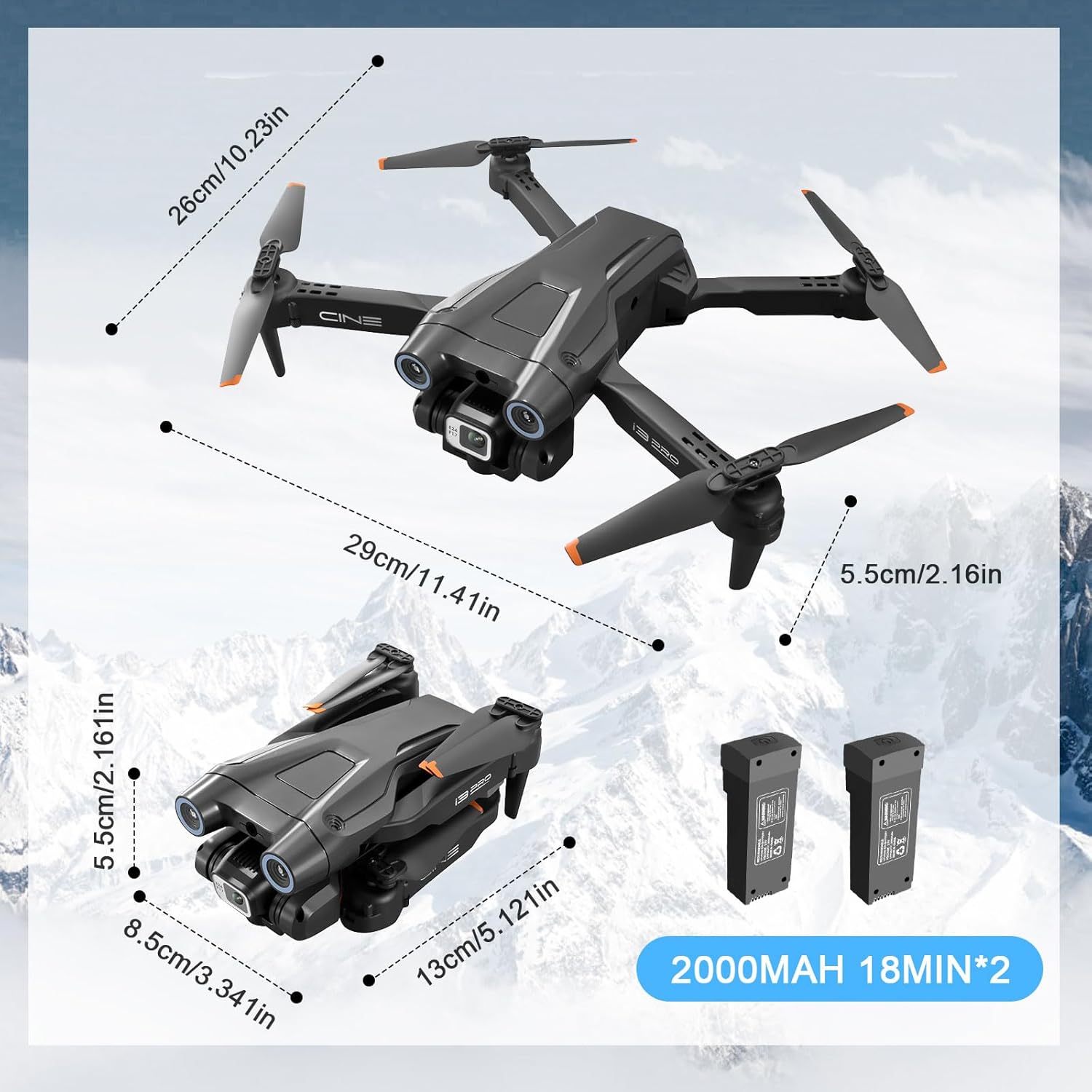 Dron para niños y adultos, cuadricóptero RC con cámara FPV HD 1080P para principiantes, mini dron plegable con evitar obstáculos, modo sin cabeza,