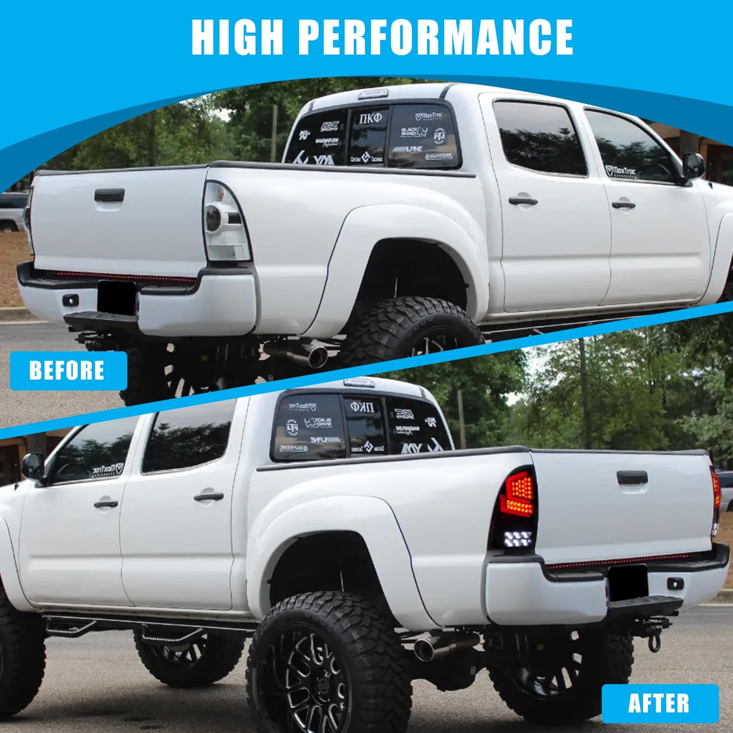 CPW Luces traseras compatibles con Toyota Tacoma Pickup Truck 2005-2015, luces traseras LED laterales izquierda y derecha, luz de señal de giro