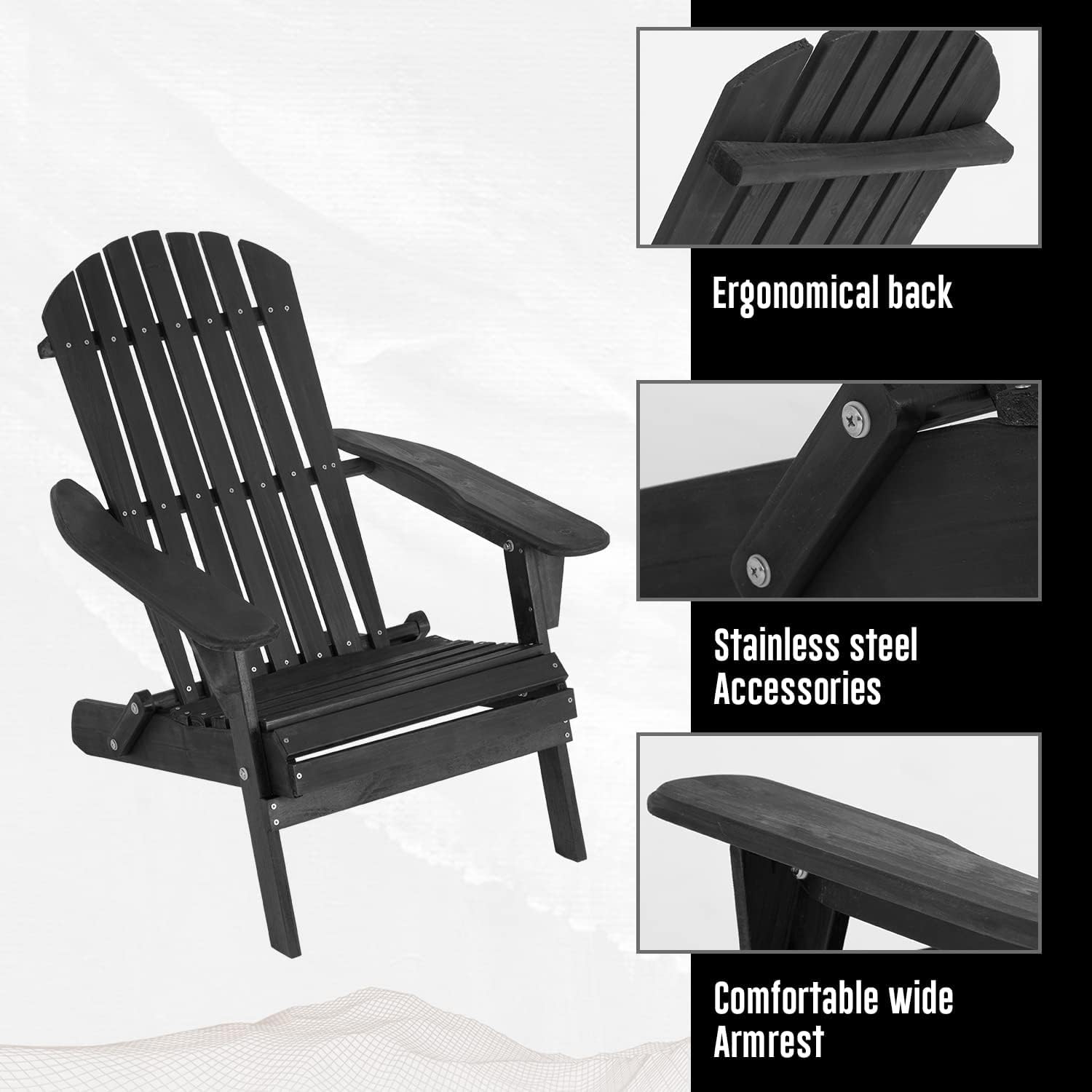 BIQWBIC Silla plegable Adirondack, silla de césped resistente a la intemperie, sillas modernas para fogatas al aire libre, sillas para patio,