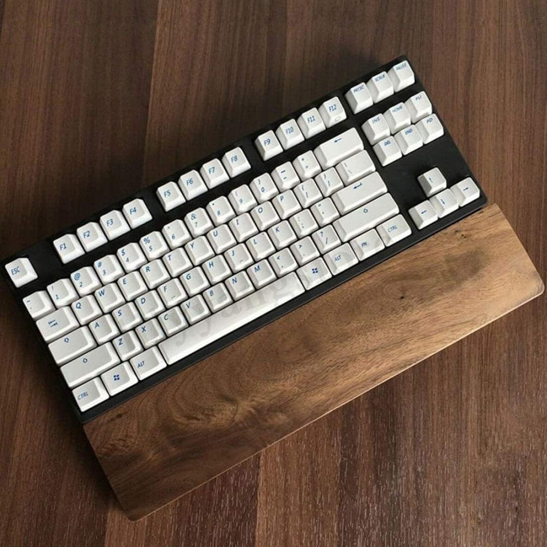 Base de teclado con reposamuñecas de madera, soporte ergonómico para escritorio de juegos, compatible con teclados estándar de 60 teclas y teclado