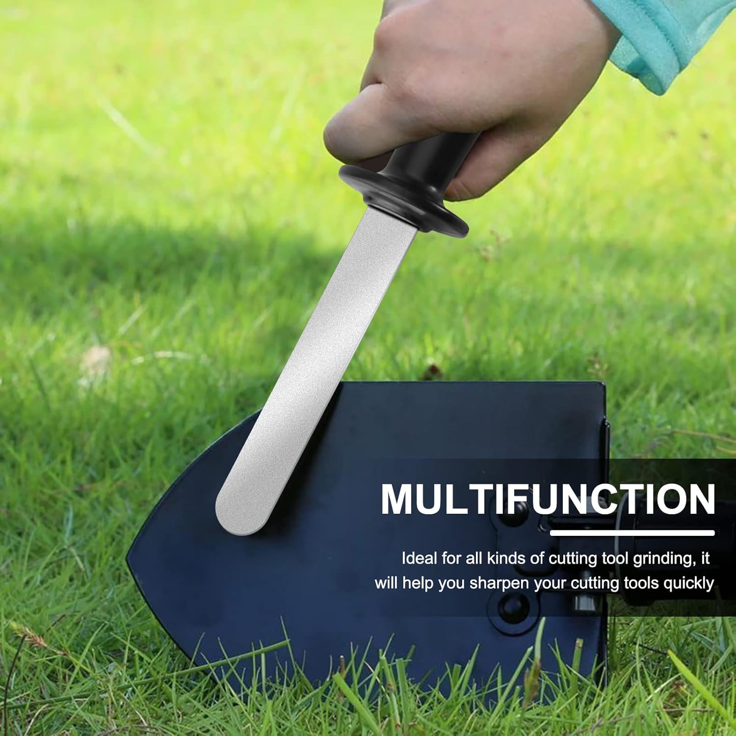 Herramienta de mano multifunción de doble cara piedra afiladora, sacapuntas para afilar cuchillo, hacha, cuchilla de cortadora de césped, tijeras de