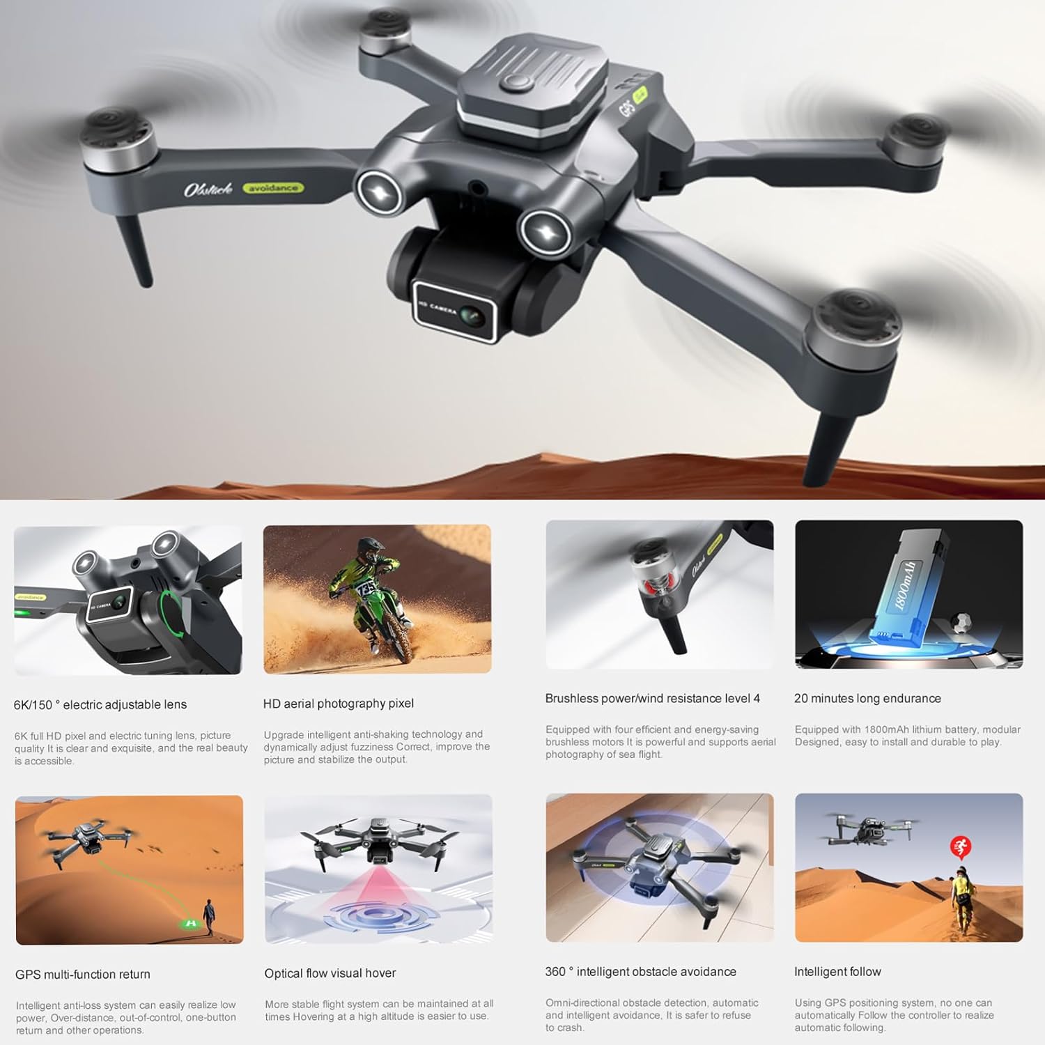 ZX X216 Mini Drone con cámara, 1080P HD FPV Drone plegable con GPS, 5G, 3 baterías, lente ajustable de 150, despegue y tierra con una tecla,