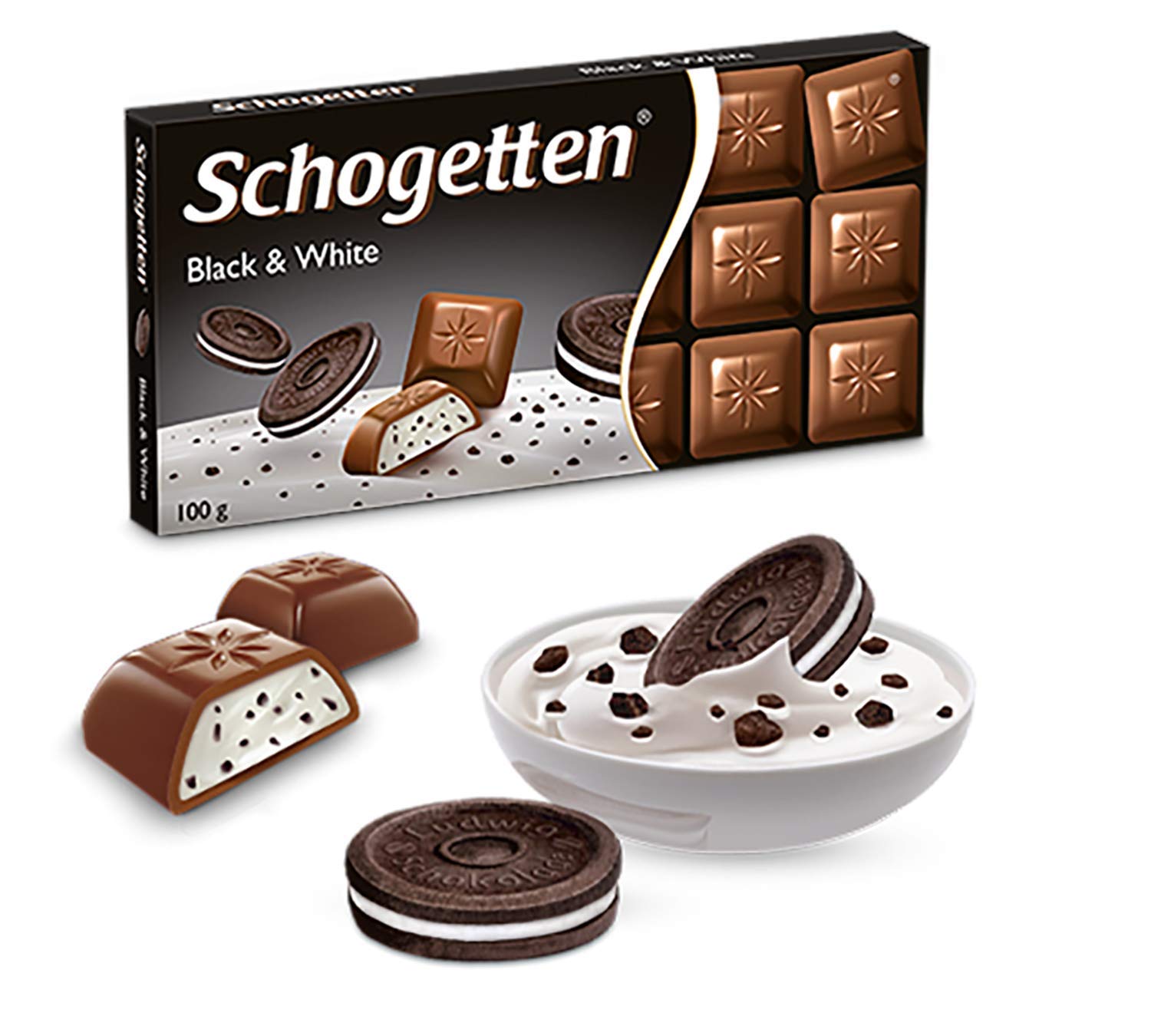 Schogetten Chocolate blanco y negro caramelo original alemán chocolate 100g3.52oz