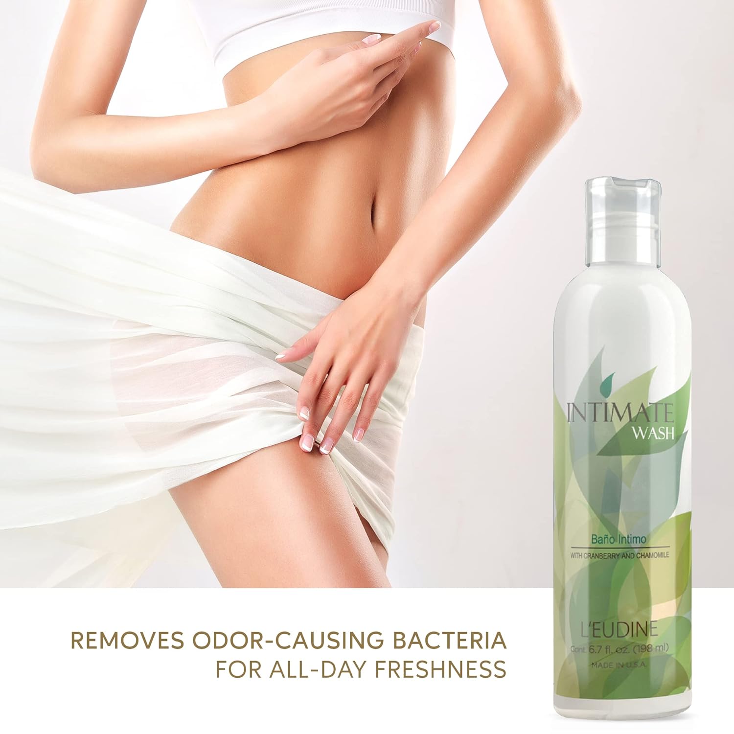 L’EUDINE Feminine Care – Jabón corporal de 6.7 onzas líquidas, lavado femenino que equilibra el pH con manzanilla, aloe vera, lavado íntimo para