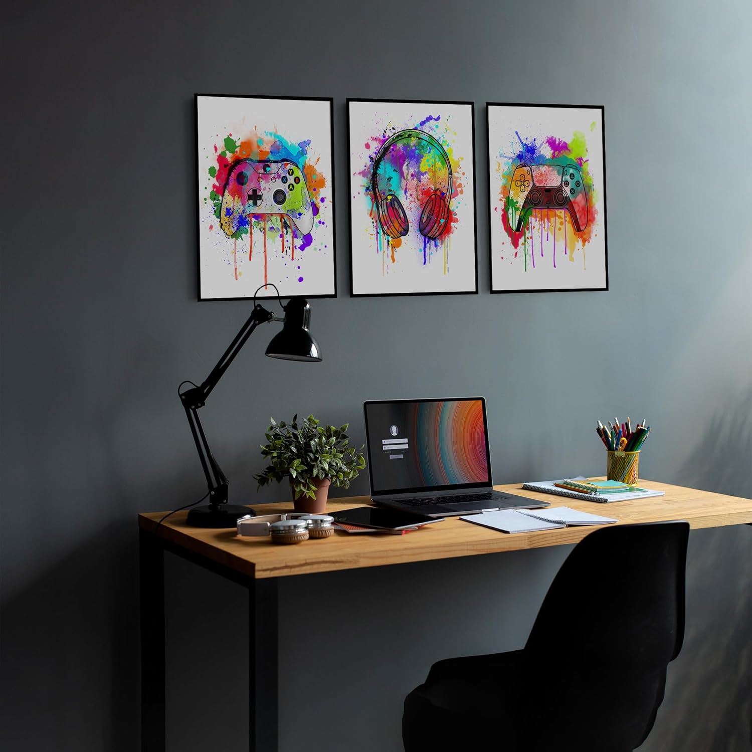 HerZii Prints Juego de 3 pósteres de acuarela para juegos (8 x 10), decoración de pared de habitación de niños para dormitorio, accesorios de sala