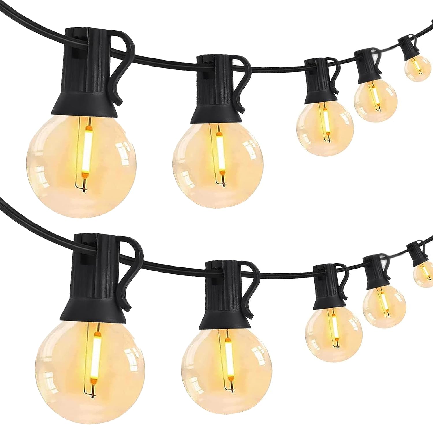 Guirnalda de luces para exteriores, iluminación de patio de 25 pies con bombillas G40 inastillables, luces colgantes conectables impermeables para