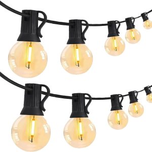 Guirnalda de luces para exteriores, iluminación de patio de 25 pies con bombillas G40 inastillables, luces colgantes conectables impermeables para Guirnalda de luces para exteriores, iluminación de patio de 25 pies con bombillas G40 inastillables, luces colgantes conectables impermeables para