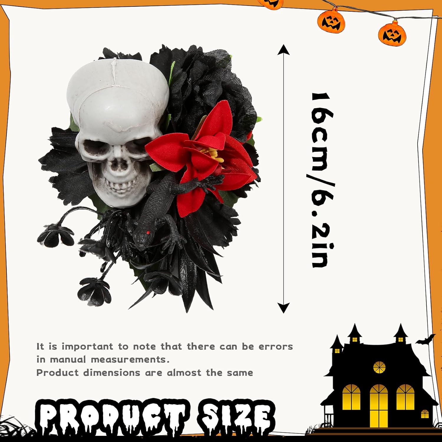Pinza para el pelo de calavera de Halloween para mujer, 3 pasadores para el cabello con diseño de flor de rosa, horror para mujer, fiestas de