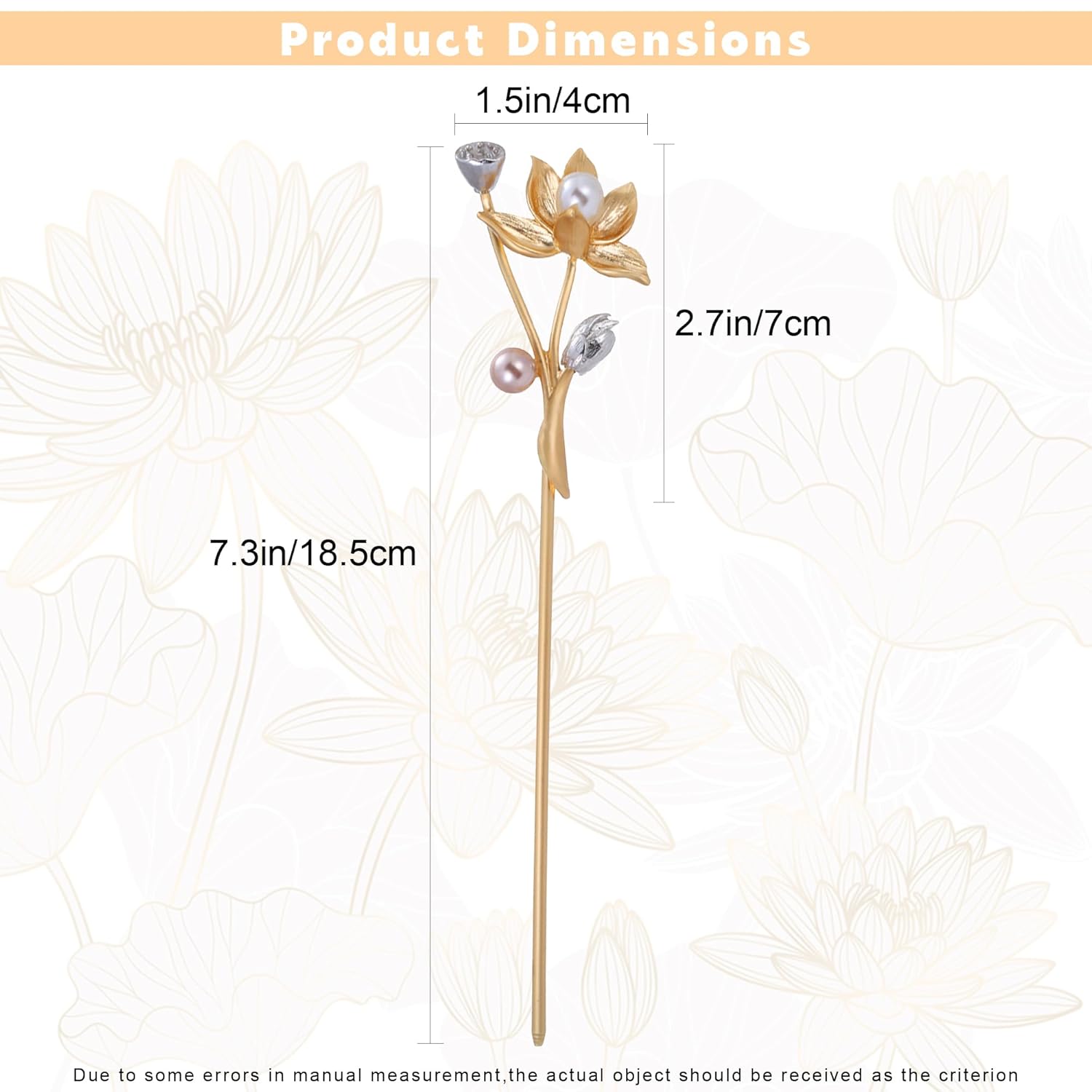 Palillos dorados para el cabello para mujer, palillos de pelo para cabello largo, elegante decoración de loto, ideales para impresionantes updos y