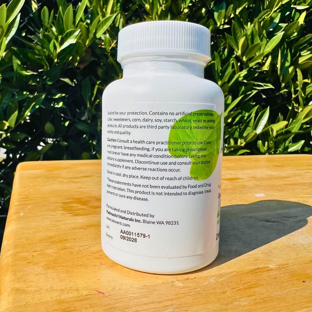 Sewanti Organic Amla Anti oxidante & Cleansing Aid 60 cápsulas veganas de extracto de alta potencia, 500 mg