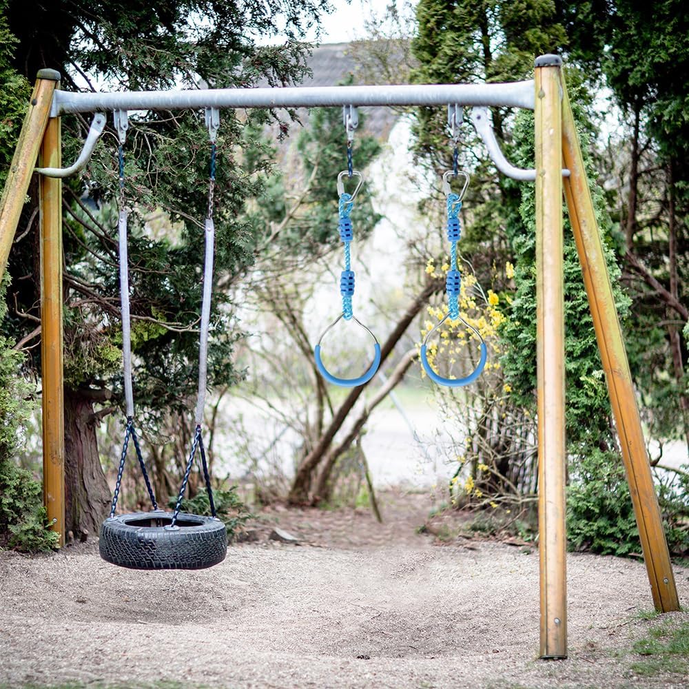 American Ninja Warrior – Juego de carrera de obstáculos con anillo ninja para niños, para exteriores, selva, 2 azules para adultos, equipo de