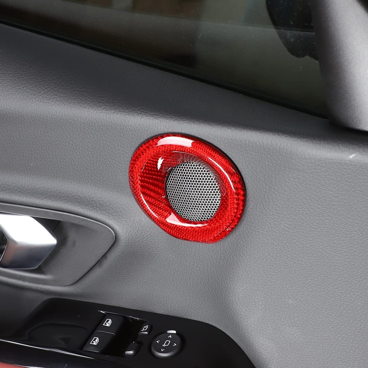 Anillo decorativo para bocina de puerta de automóvil, borde de fibra de carbono real, apto para Toyota Supra GR A90 A91 MK5 2019-2022, accesorios