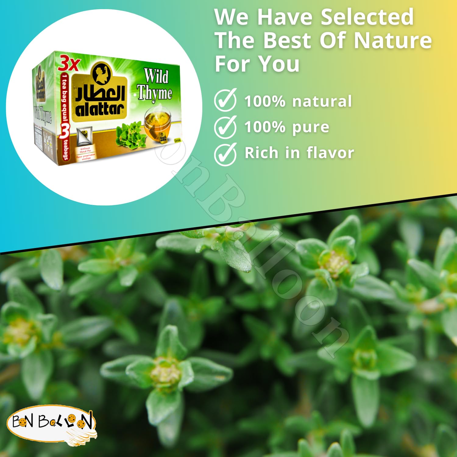 (20 bolsas) AlAttar Tomillo Salvaje Zaetar Té Zaatar Secado Premium Hierbas Egipcias Hierbas Hierbas Naturales Orientales Árabe Sabor Fuerte Sin