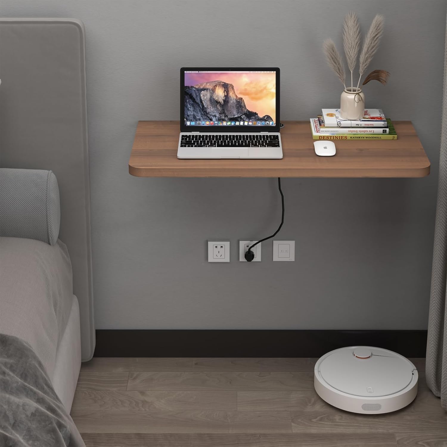 Pmnianhua Mesa plegable de 31 pulgadas para montar en la pared, escritorio de pared plegable, escritorio flotante para oficina en casa, espacio