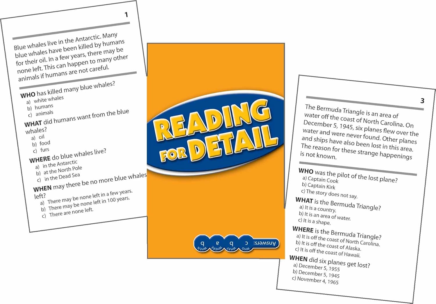 Edupress Tarjetas de práctica de lectura para detalles, niveles 3.5-5.0, azul