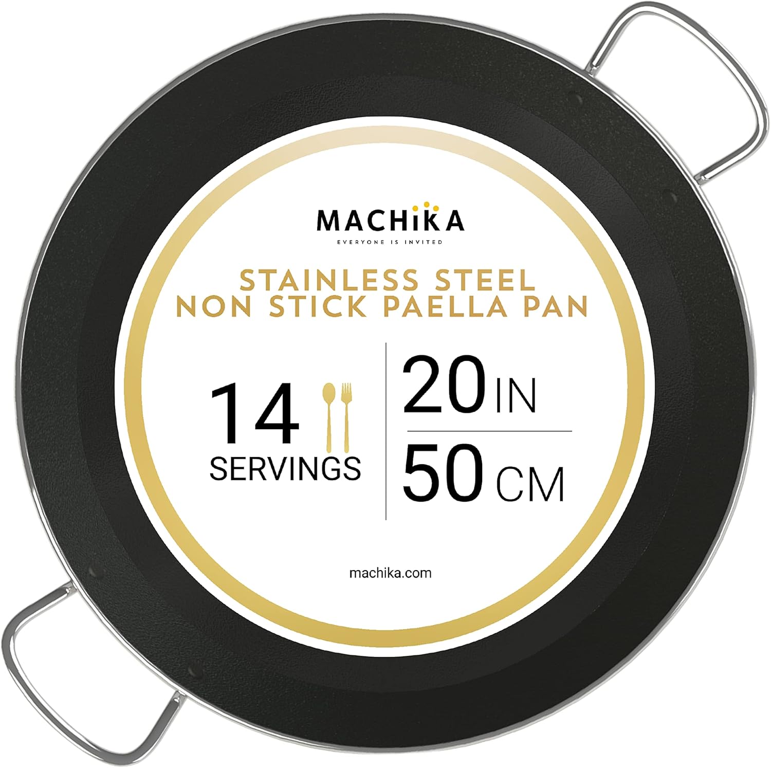 Machika Sartén de acero inoxidable con superficie antiadherente  Sartén grande perfecta para preparar comida mediterránea  Fondo de sándwich  14