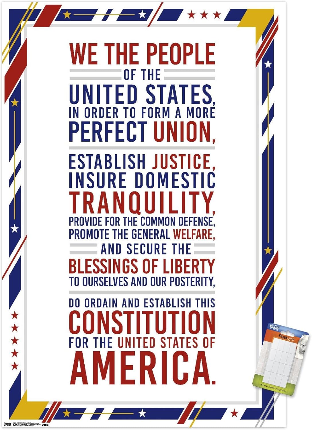 Trends International The United States Of America – Póster de pared con preámbulo de la Constitución, 22.375 x 34 pulgadas, paquete de póster y