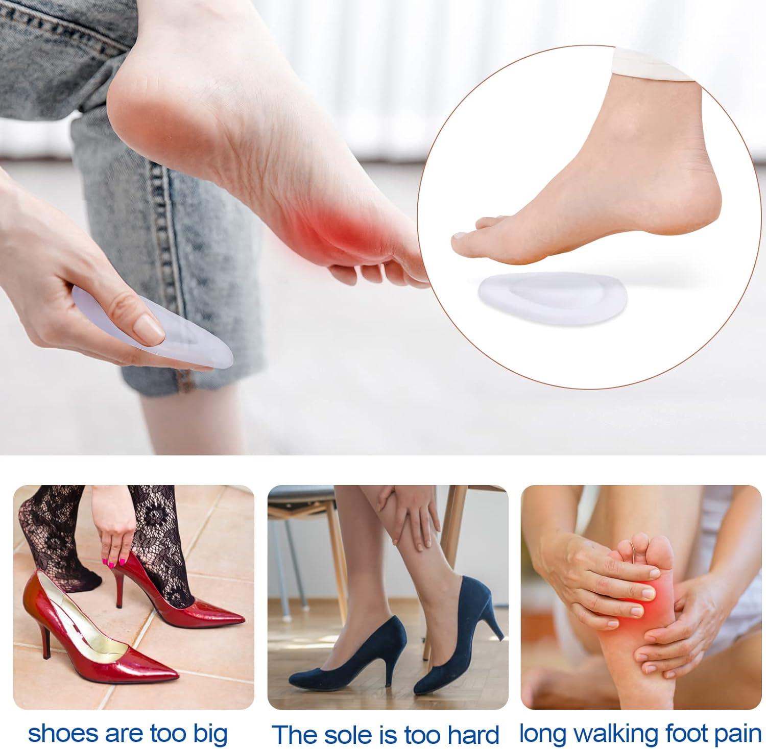 BHXANZOU Almohadillas metatarsianas para aliviar el dolor,Cojines de bola de pie para tacones altos,Almohadillas de metatarsalgia,Almohadillas
