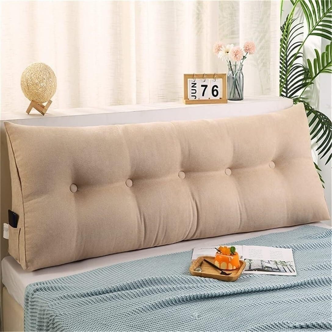 Almohada de cuña de terciopelo para cabecero de cama tamaño King, Queen, dobleindividual, cojín de cabecera triangular, respaldo grande, cuña