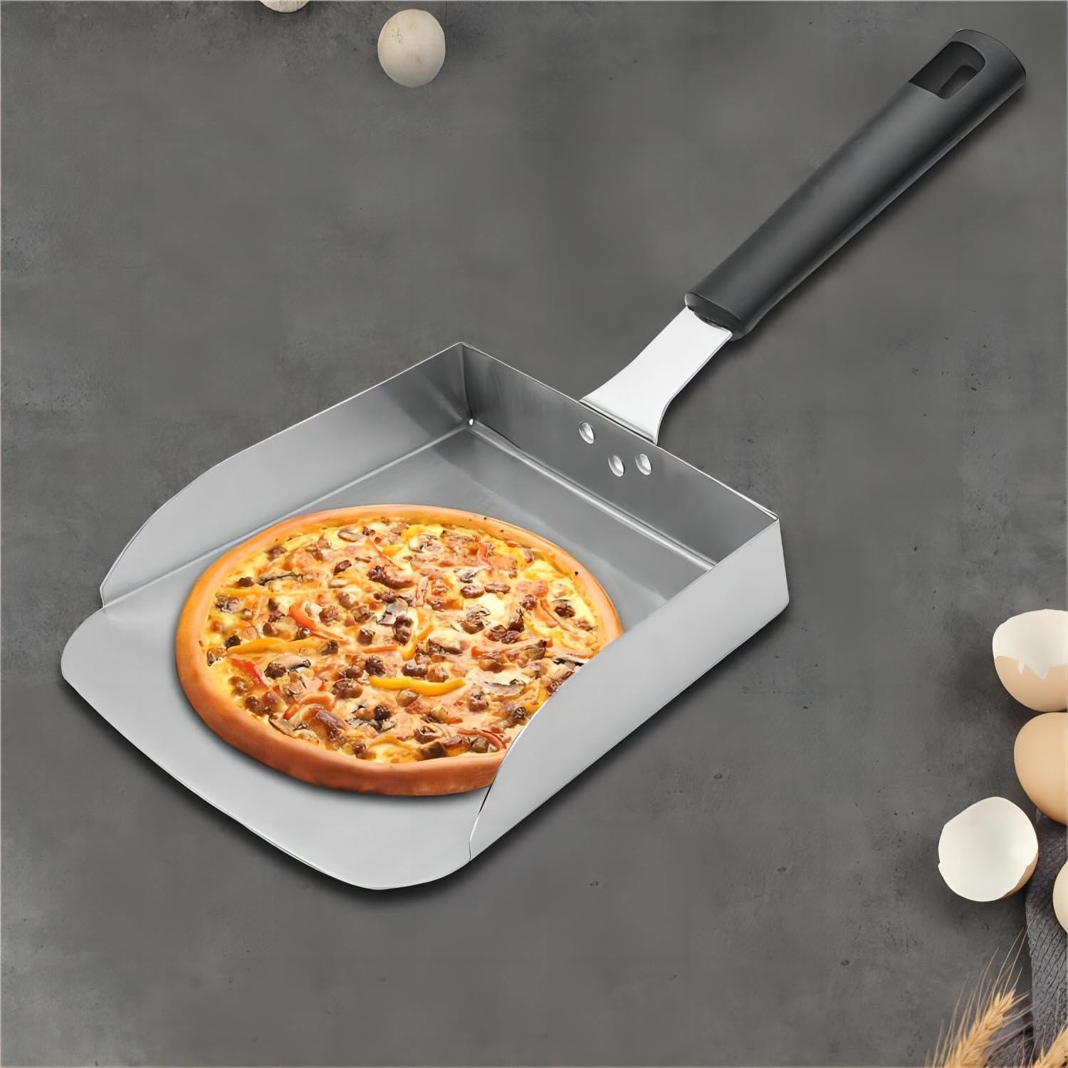 Cuchara grande para cocinar tipo Hibachi. Pala de comida de acero inoxidable para huevos revueltos y arroz frito. Mover de alimentos para parrilla