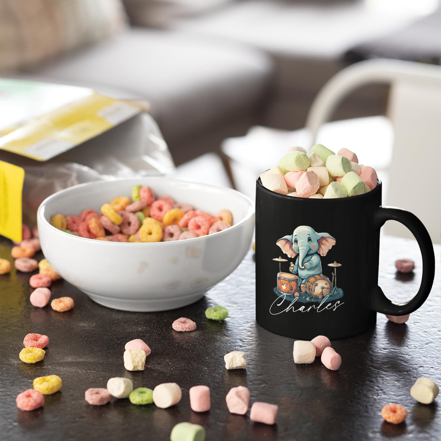 Taza de elefante personalizada con nombre 2023, regalos personalizados para los amantes de los elefantes, taza de tambor de juego de elefantes,