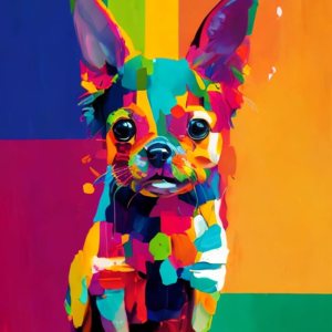 Noche Pintura de diamante 5D para adultos, kit de pintura de diamante de punto de cruz de Chihuahua, adecuado para principiantes, arte colorido de Noche Pintura de diamante 5D para adultos, kit de pintura de diamante de punto de cruz de Chihuahua, adecuado para principiantes, arte colorido de