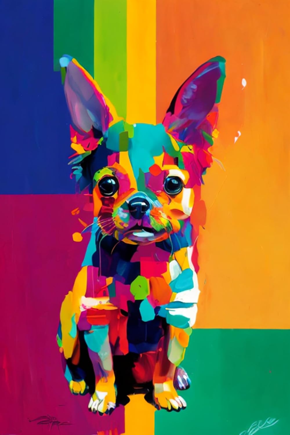 Noche Pintura de diamante 5D para adultos, kit de pintura de diamante de punto de cruz de Chihuahua, adecuado para principiantes, arte colorido de