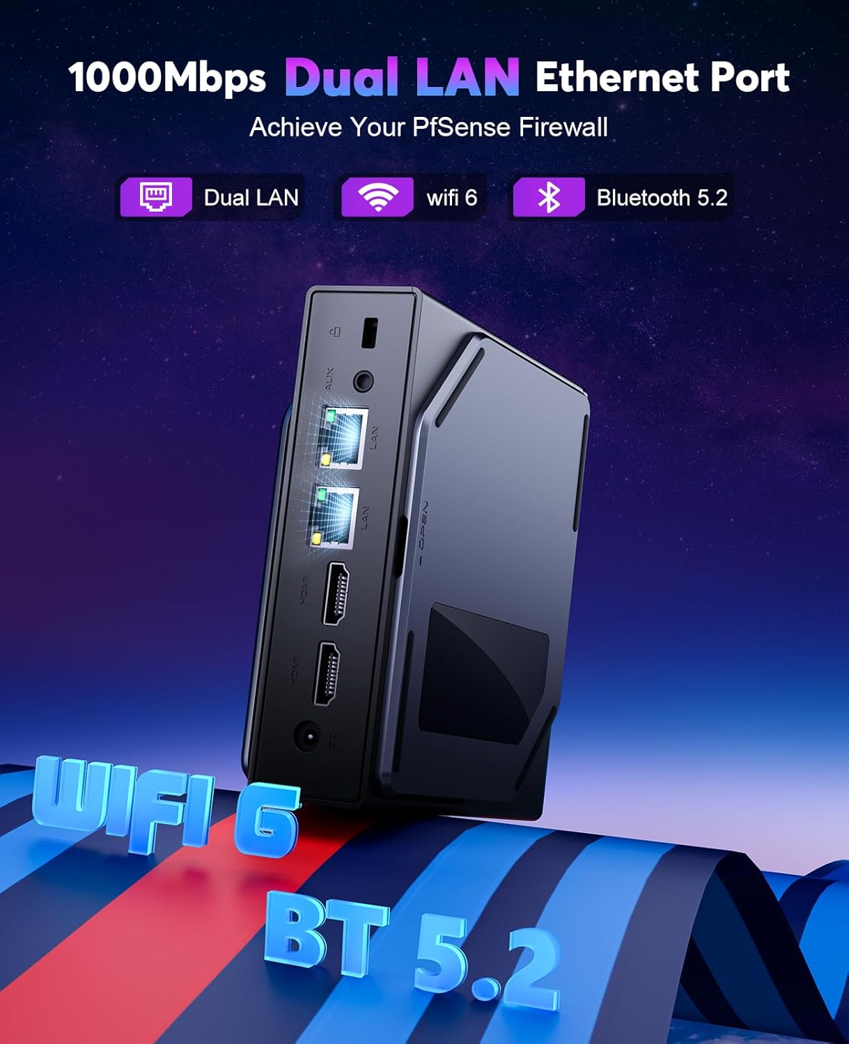 ACEMAGIC Mini PC de escritorio S1 Dual Nic con pantalla LCD DIY y luces RGB, CPU Intel Alder Lake N95 (hasta 3.4 GHz), mini computadoras de