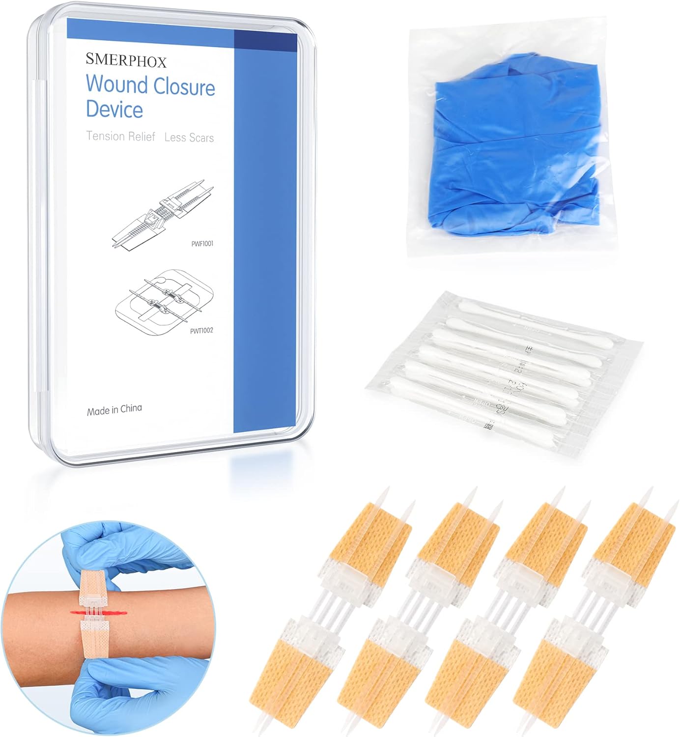 Tira de cierre de heridas, kit de primeros auxilios estéril, sin sutura con cremallera y puntada, dispositivo adhesivo de emergencia para heridas