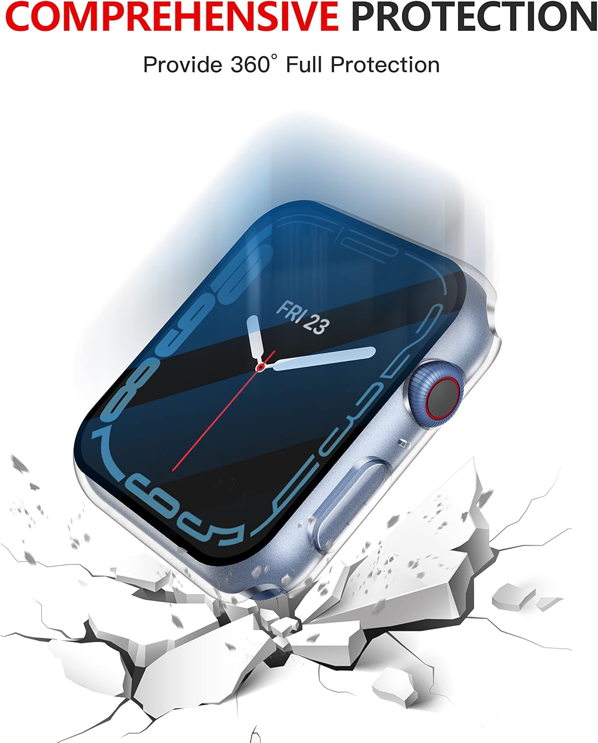 Misxi Paquete de 2 – Funda impermeable con botón diseñada para Apple Watch Series 9 (2023), Series 8, Series 7 de 41 mm, funda rígida de