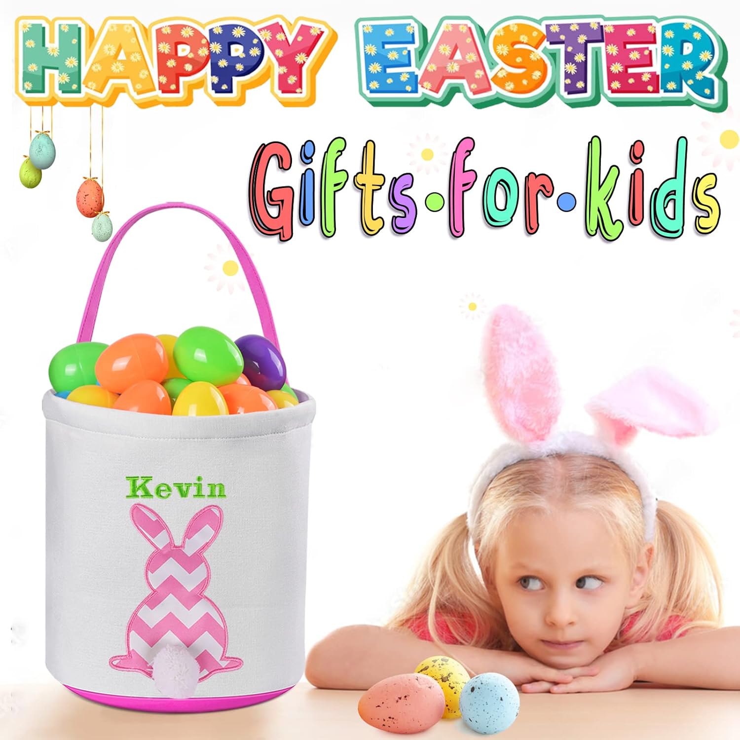 Cesta personalizada de conejo de Pascua, cestas de Pascua Touber para niños, cesta de Pascua personalizada, cesta de Pascua personalizada, cestas de
