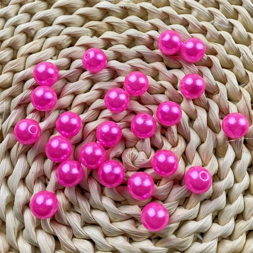 200 cuentas de perlas de 0.394 pulgadas (0.394 in), perlas sueltas redondas lisas con agujeros para pulseras, collares, aretes, joyería, costura,
