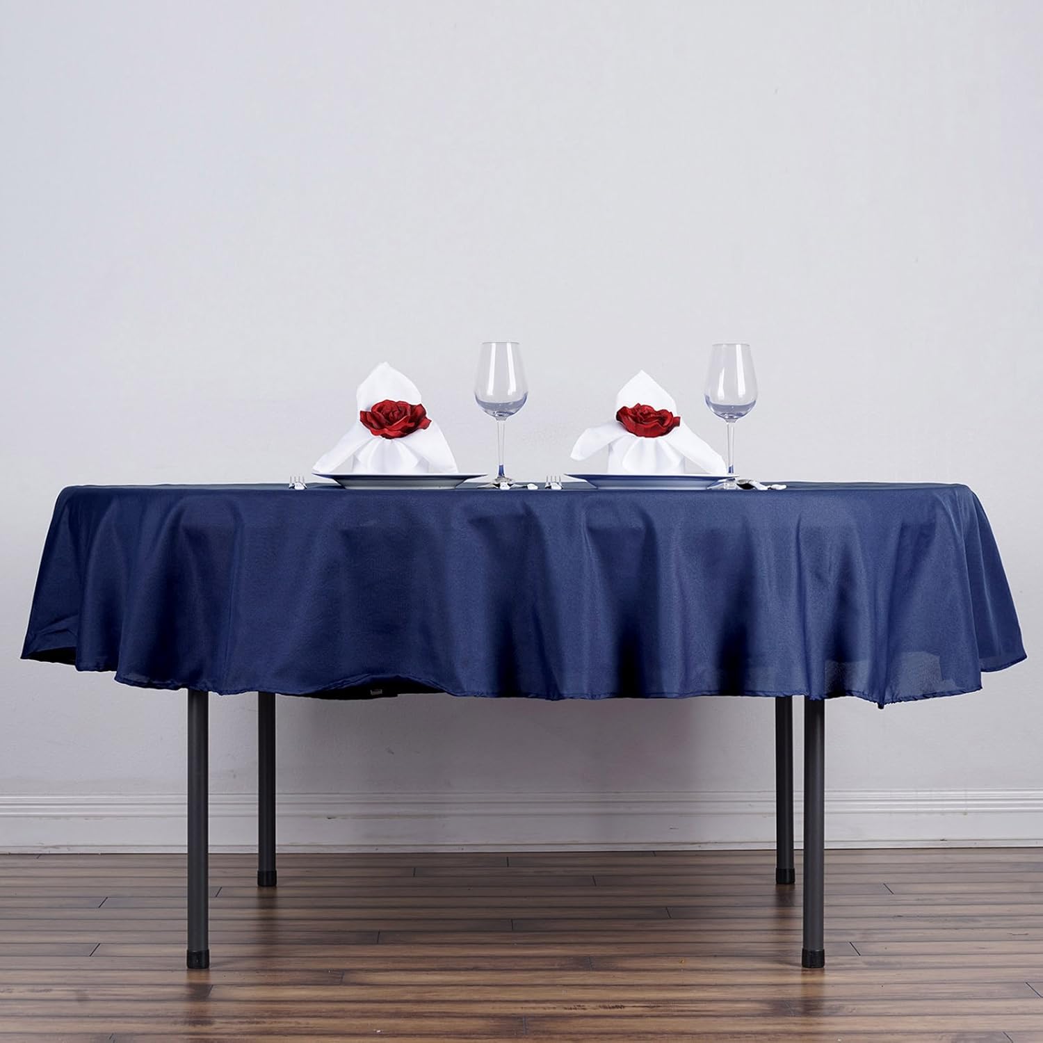 BalsaCircle Patriótico Día de los Veteranos 6 piezas 90 en azul marino mantel redondo 4 de julio fiesta decorativa lavable poliéster color sólido