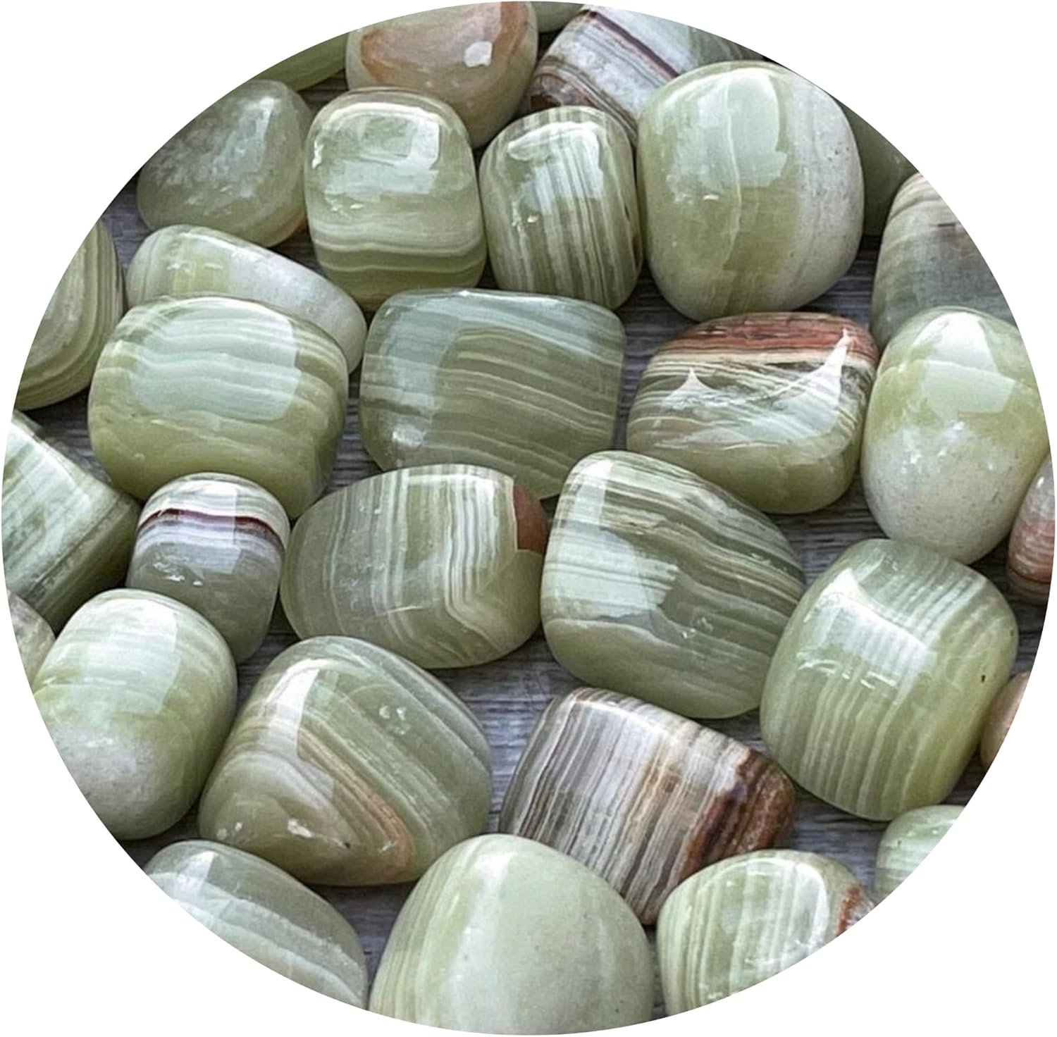 GAF TREASURES Piedras pulidas de ónix verde de 12 libra, piedra preciosa de ónix verde pulido, cristales curativos de ónix verde (ónix verde, 0.5