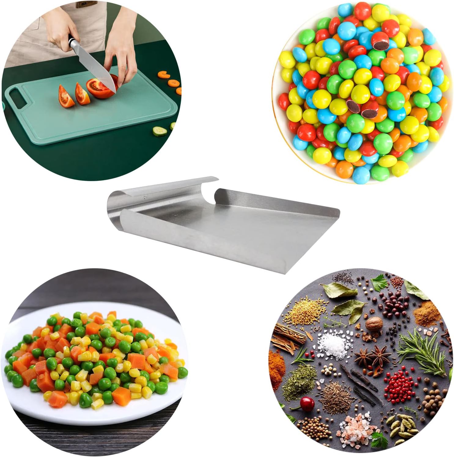 Cuchara de acero inoxidable para alimentos, cuchara cuadrada grande de una pieza con lados, cuchara de hielo de metal de 5.9 pulgadas, raspador de