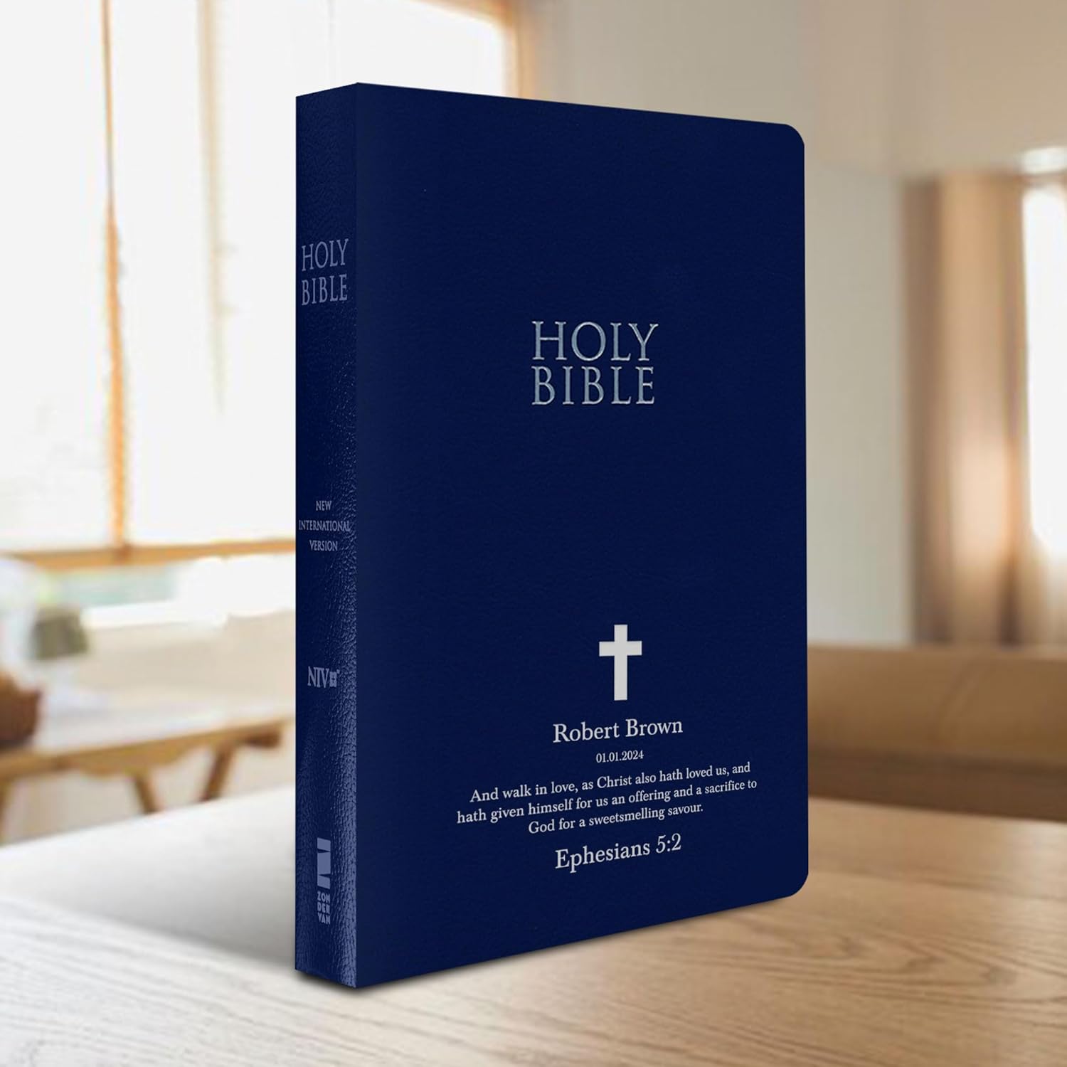 Biblia NIV personalizada Nueva versión internacional Biblia de piel sintética Biblia económica con nombre personalizado hasta 3 filas de texto con