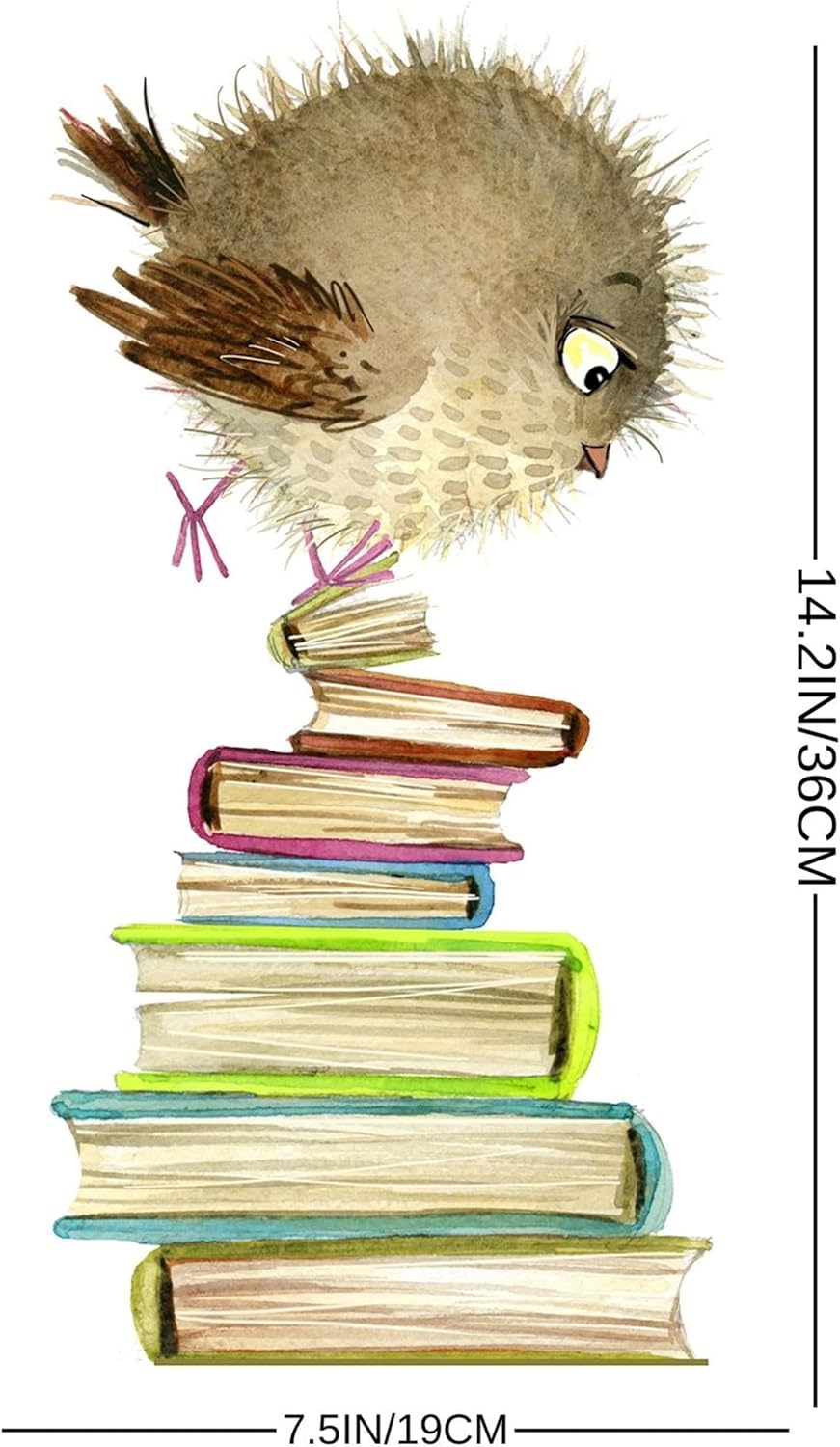 Calcomanías de pared con diseño de búhos y libros, lindos animales, papel tapiz educativo para despegar y pegar para habitación de niños, rincón de