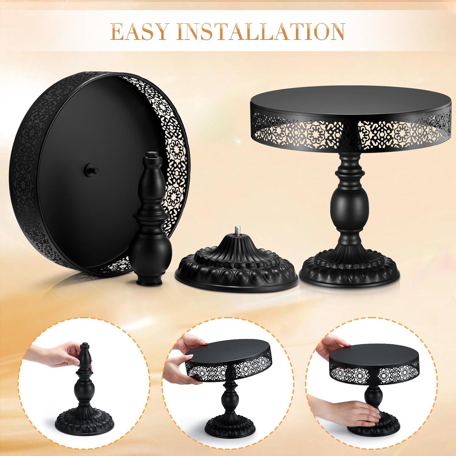 3 soportes de metal para tartas de 8, 10, 12 pulgadas, soporte redondo para tartas, juego de mesa de postre, decoración de mesa de pasteles, soporte