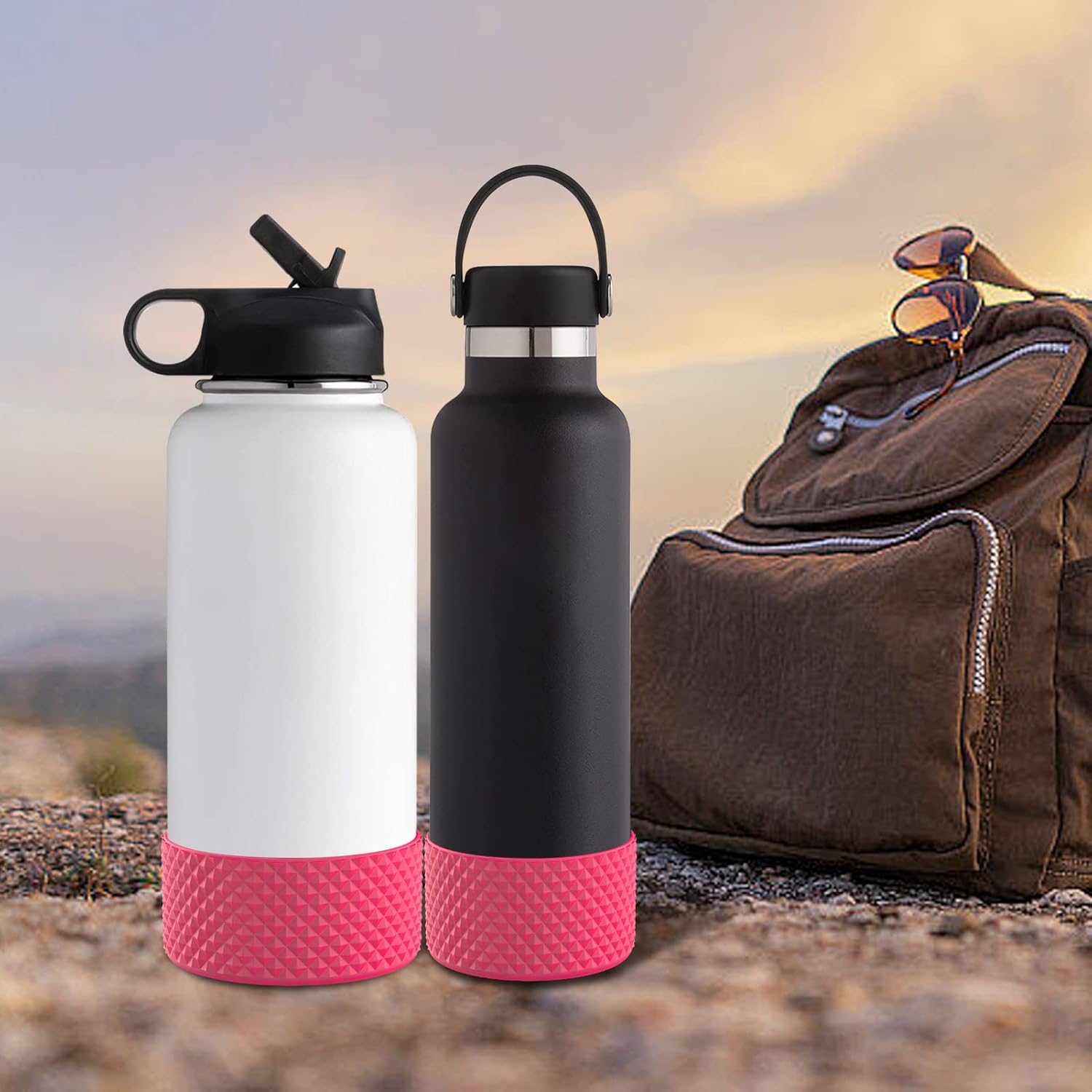 WUQID Bota para botella de agua, bota de silicona de diamante compatible con vaso Stanleyy de 20 a 40 onzas y botella Hydroo Flask de 12 a 24 onzas,
