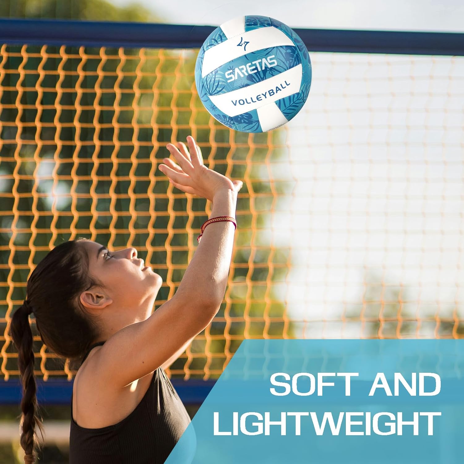 SARETAS Voleibol de voleibol suave de playa, tamaño oficial para escuela, interior, exterior y juego de gimnasio, juego de entrenamiento, juego para