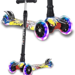 Patinetes para niños de 3 ruedas para niños y niñas pequeñas, 4 alturas ajustables, inclinación para conducir, cubierta extra ancha, ruedas Patinetes para niños de 3 ruedas para niños y niñas pequeñas, 4 alturas ajustables, inclinación para conducir, cubierta extra ancha, ruedas